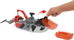 Matchbox Jurassic World Playset with 12.5" Boat with 13" Mosasaurus 1:64 Scale Die-Cast Jeeps, Harpoon Missiles and Removable Rescue Boat for Kids Ages 3+ - Image 2