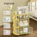 5 Layer Baby Storage Organizer with Dustproof Cover & Wheels - Image 2