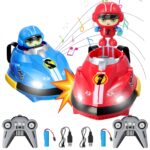 Set of 2 RC Bumper Cars with Ejectable Robots, LED and Rechargeable Battery, Interactive Toy for Children Boys and Girls, Gift for 4 5 6 7 8 9 10 Years Old - Image 2