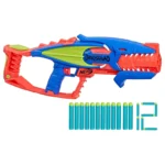 Nerf Dinosquad Terrodak, 4 Dart Blasting, Dart Storage, 12 Nerf Elite Darts, Dinosaur Design, Toy Foam Nerf Blaster for Kids Outdoor Games,Multicolor