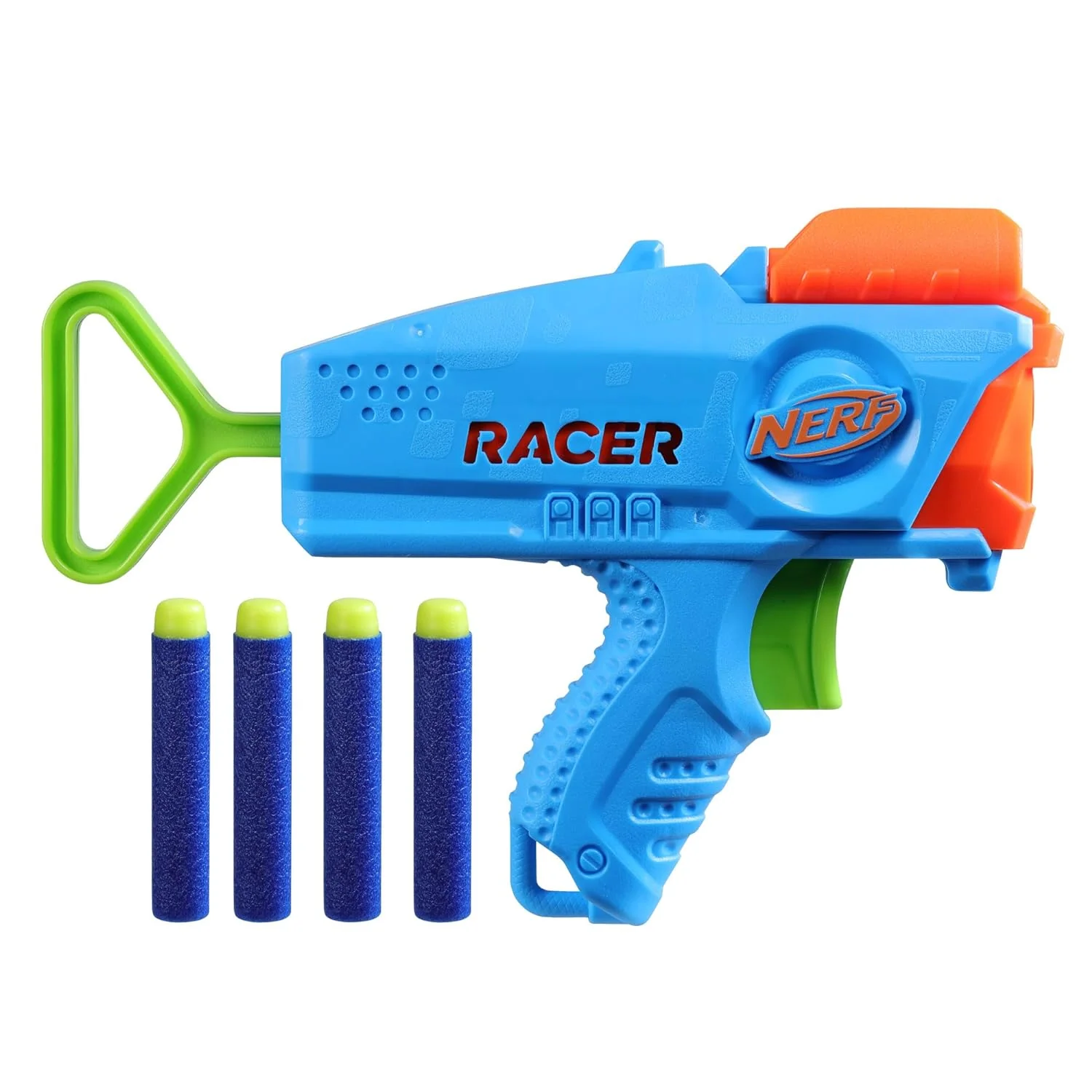 71oZqKtyh2L._SL1500 Nerf Elite Junior Racer Easy Play Dart Blaster, 4 Nerf Elite Darts, Nerf Blaster Outdoor Toys for 6 Year Old Boys & Girls - Image 1