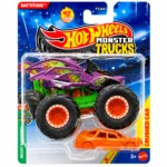 Hot Wheels 1:64 Scale Battitude Monster Trucks 2026 Diecast Truck with Crushable Car for Ages 3+ (JHY44)