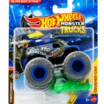 Hot Wheels 1:64 Scale Silver Back Attack Monster Trucks Diecast Truck with Crushable Car for Ages 3+ (JHY67)