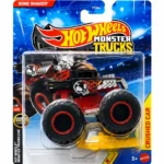 Hot Wheels 1:64 Scale Bone Shaker Monster Trucks Diecast Truck with Crushable Car for Ages 3+ (JKJ93)