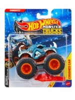 Hot Wheels 1:64 Scale Rhinomite Monster Trucks Diecast Truck with Crushable Car for Ages 3+ (JHY57)