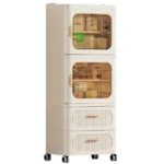 2+2 Storage Drawer Cabinet with Dustproof Door & Wheels - Image 2