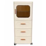 1+3 Storage Drawer Cabinet with Dustproof Door & Wheels