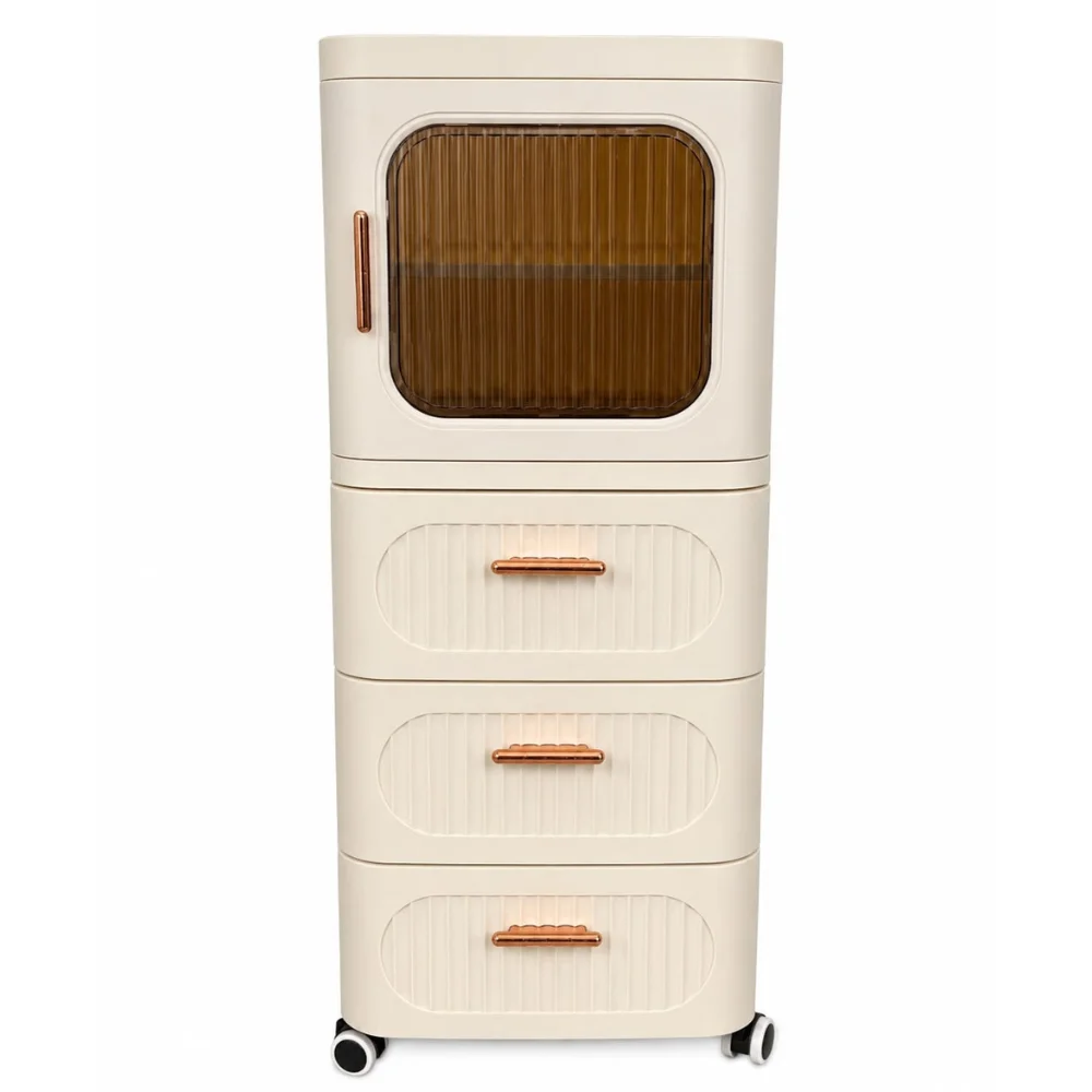 Untitled-design-2026-06-15T134543.560 1+3 Storage Drawer Cabinet with Dustproof Door & Wheels - Image 1