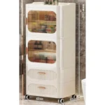 2+2 Storage Drawer Cabinet with Dustproof Door & Wheels - Image 3