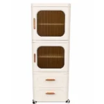 2+2 Storage Drawer Cabinet with Dustproof Door & Wheels