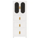 4 Door Multipurpose Storage Almirah with Dustproof Cabinet & Wheels