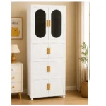 4 Door Multipurpose Storage Almirah with Dustproof Cabinet & Wheels - Image 4