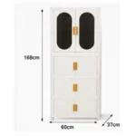 4 Door Multipurpose Storage Almirah with Dustproof Cabinet & Wheels - Image 3