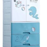 Richtots Premium Kids’ Modular Storage Almirah with 3 Deep Drawers and 2-Door Hanging Section – Cartoon Print Organizer