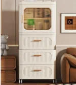 1+3 Storage Drawer Cabinet with Dustproof Door & Wheels - Image 3