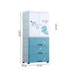 Kids’ Modular Storage Almirah with 3 Deep Drawers and 2-Door Hanging Section – Cartoon Print Organizer - Image 6