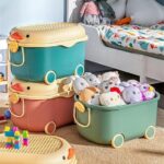 Rolling Toy Storage Box with Building Block Lid – Large Capacity 2-in-1 Mobile Toy Organizer, Multi-Purpose Storage Trunk on Wheels with Handle for Kids & Toddlers - Image 2