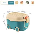 Rolling Toy Storage Box with Building Block Lid – Large Capacity 2-in-1 Mobile Toy Organizer, Multi-Purpose Storage Trunk on Wheels with Handle for Kids & Toddlers - Image 3