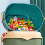 Rolling Toy Storage Box with Building Block Lid – Large Capacity 2-in-1 Mobile Toy Organizer, Multi-Purpose Storage Trunk on Wheels with Handle for Kids & Toddlers - Image 5