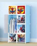 Multi-Purpose Organizer | 𝐊𝐢𝐝𝐬 𝐏𝐥𝐚𝐬𝐭𝐢𝐜 Modular Storage Rack for Clothes | Space-Saving Collapsible Wardrobe for Clothes【Blue, 8-Shelf-8-Door】(RED Spidey)